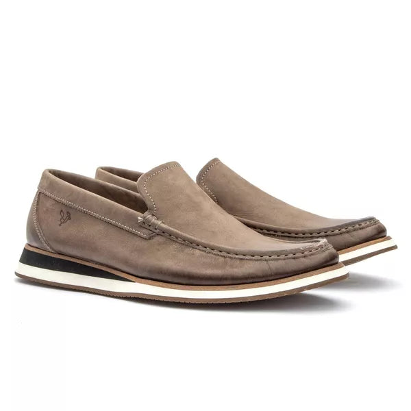 Mocassim Casual Masculino Nobuck Grey