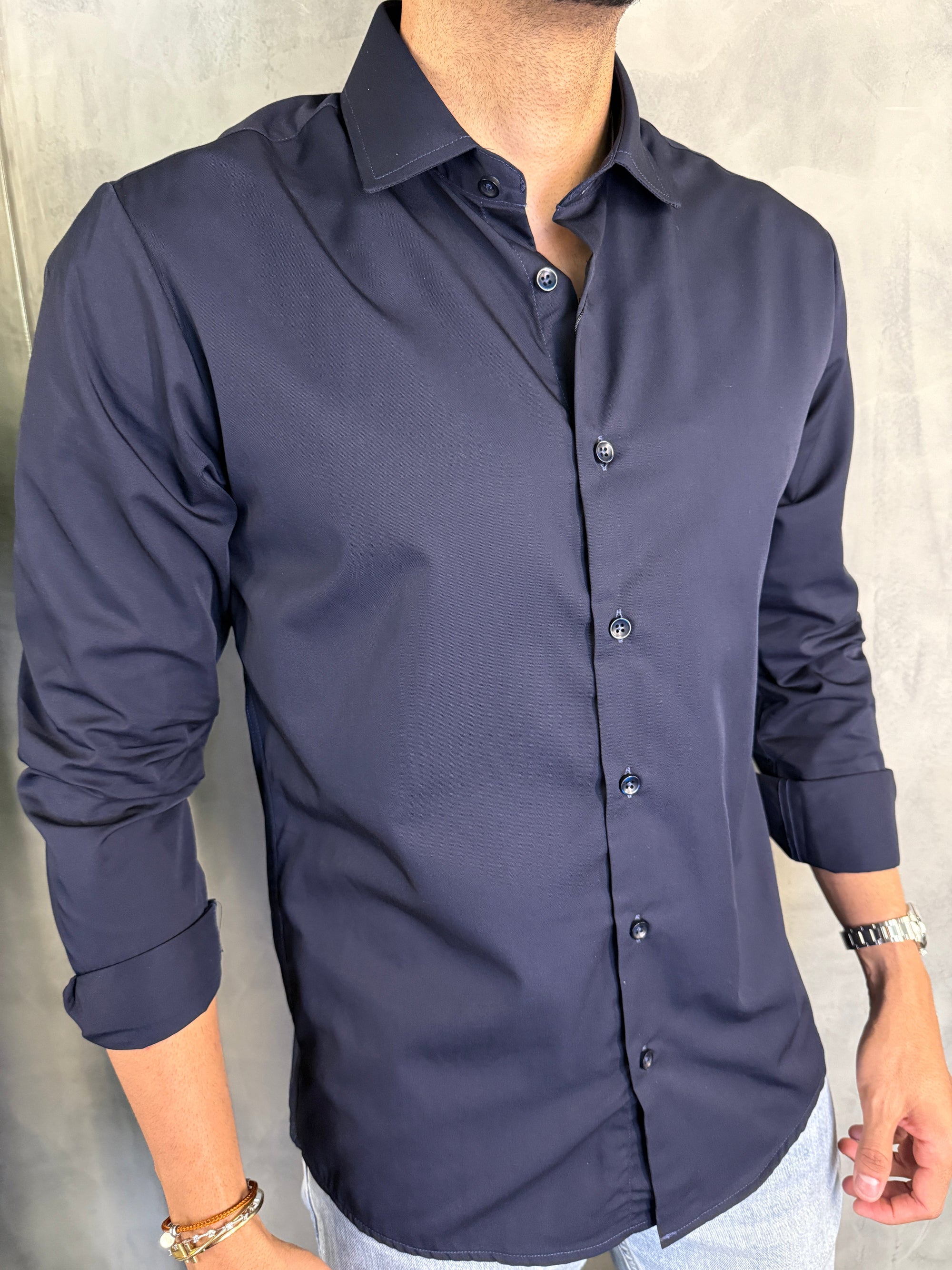 CAMISA M/L FIBRA DE BAMBU MARINHO