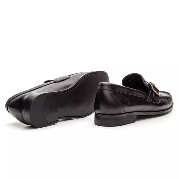 Mocassim Em Couro Absolut Preto Sola de Borracha