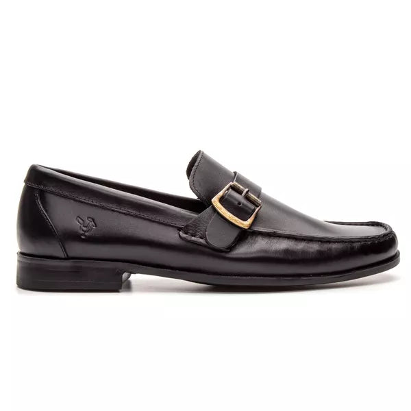 Mocassim Em Couro Absolut Preto Sola de Borracha