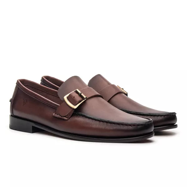 Sapato Mocassim Argentino Em Couro Sola De Couro Com Absolut Castanho
