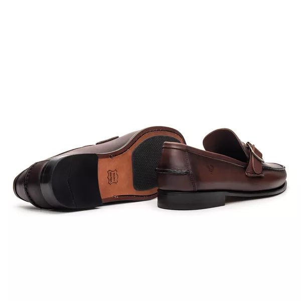 Sapato Mocassim Argentino Em Couro Sola De Couro Com Absolut Castanho