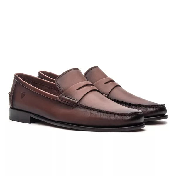 Sapato Mocassim Em Couro Sola De Couro com Antiderrapante Absolut Castanho