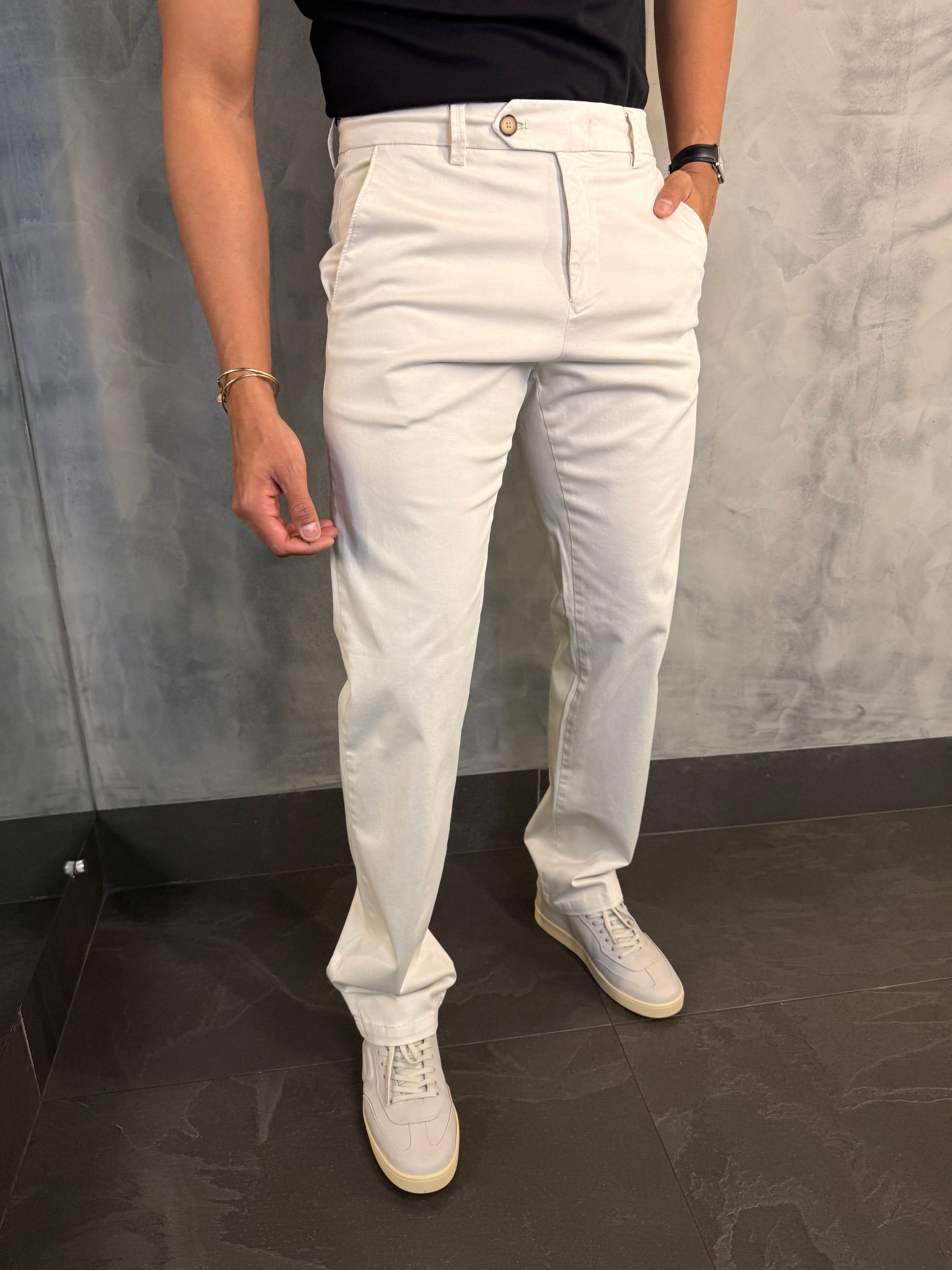 CALÇA ALF. SARJA REGULAR MARFIM