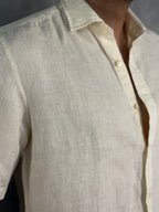 CAMISA M/C PURO LINHO AMARELO CLARO
