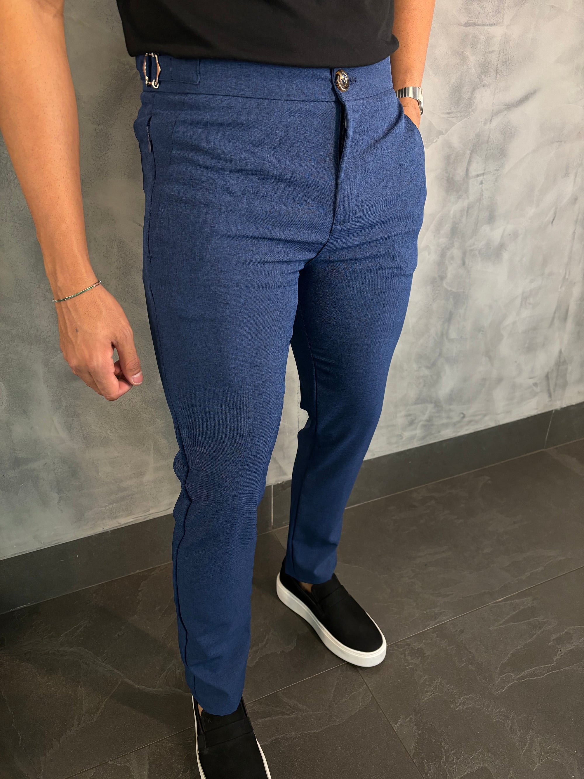 Calça Alf. Bolso Ziper Marinho
