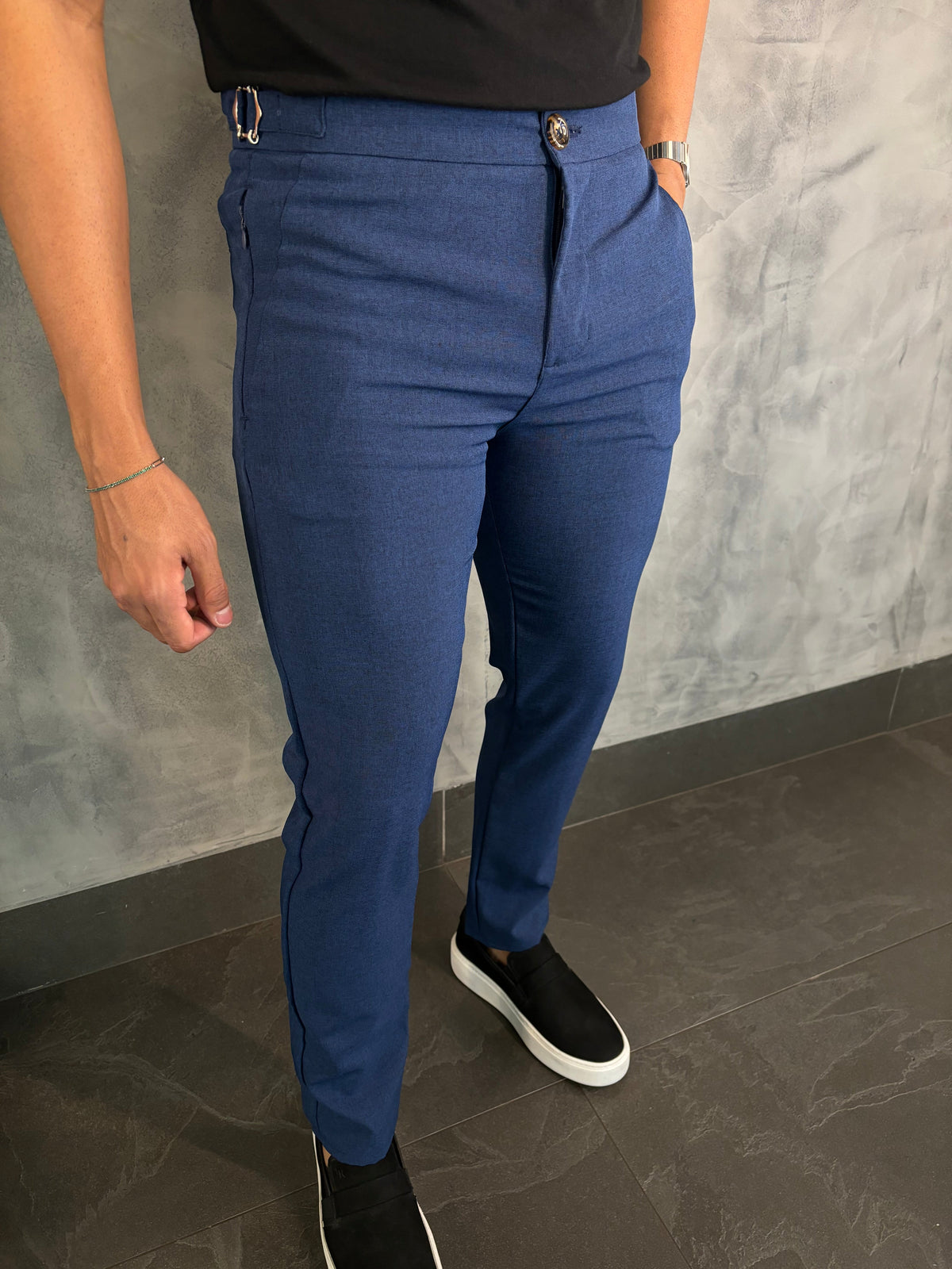 CALÇA ALF. BOLSO ZIPER PONTO H MARINHO