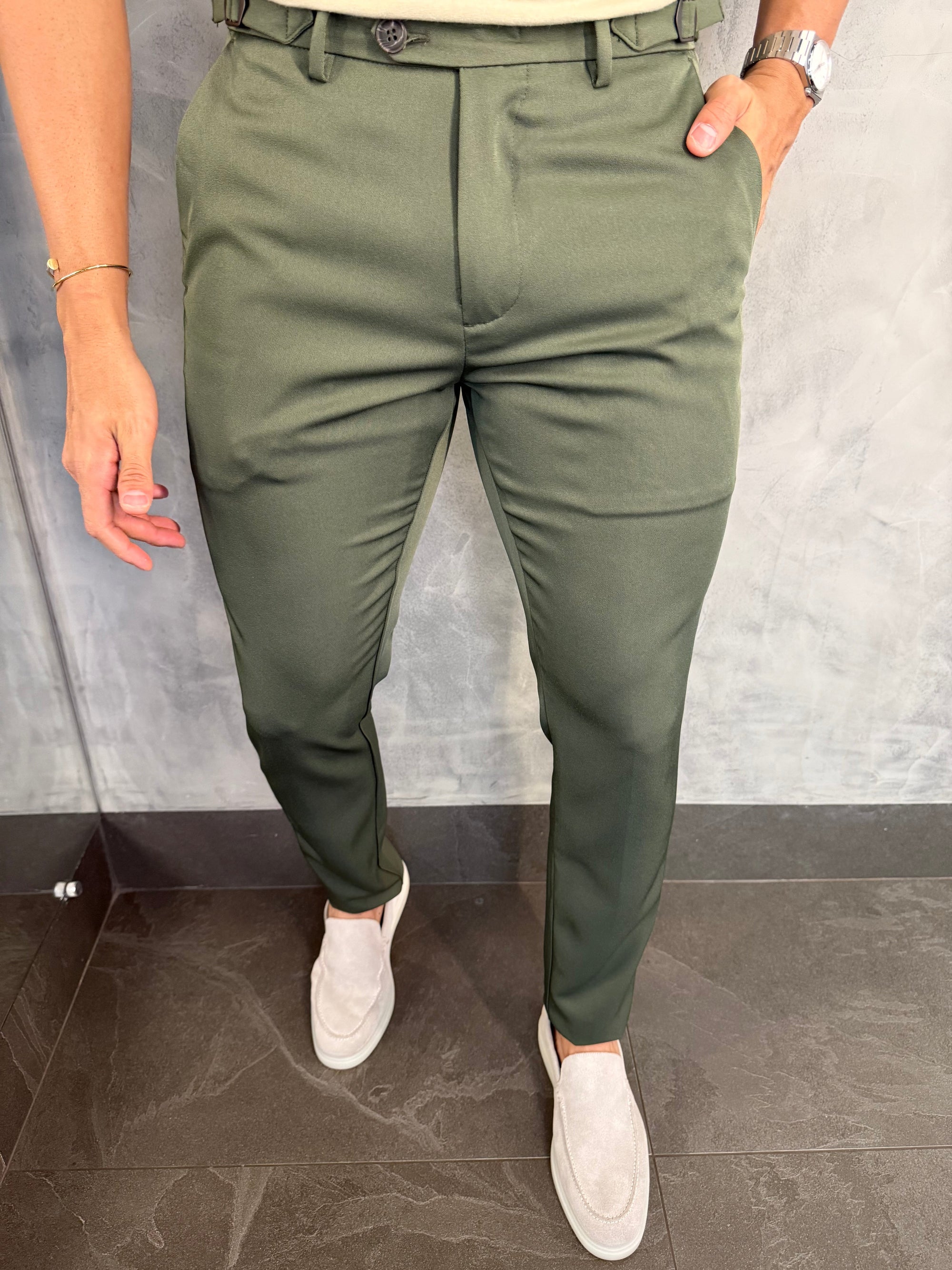 Calça Alf. Verona Ajuste Lateral Verde Militar