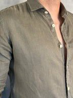 CAMISA M/L PURO LINHO VERDE OLIVA