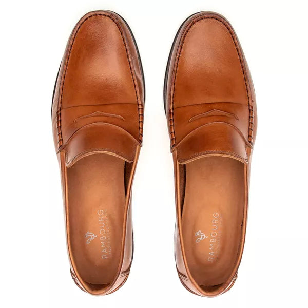 Sapato Mocassim Em Couro Sola De Couro com Antiderrapante Absolut Caramelo