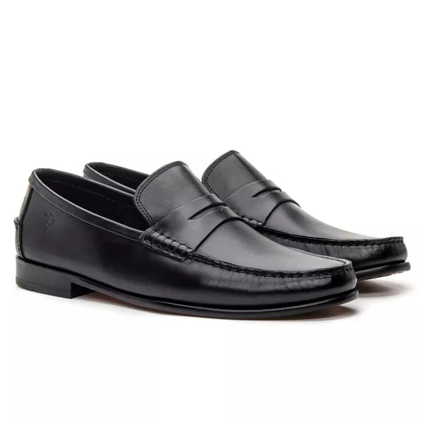 Sapato Mocassim Em Couro Sola De Couro com Antiderrapante Absolut Preto