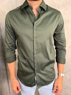 CAMISA M/L CETIM ELASTANO VERDE