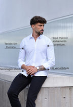 Camisa Masculina Manga Longa Slim Branca