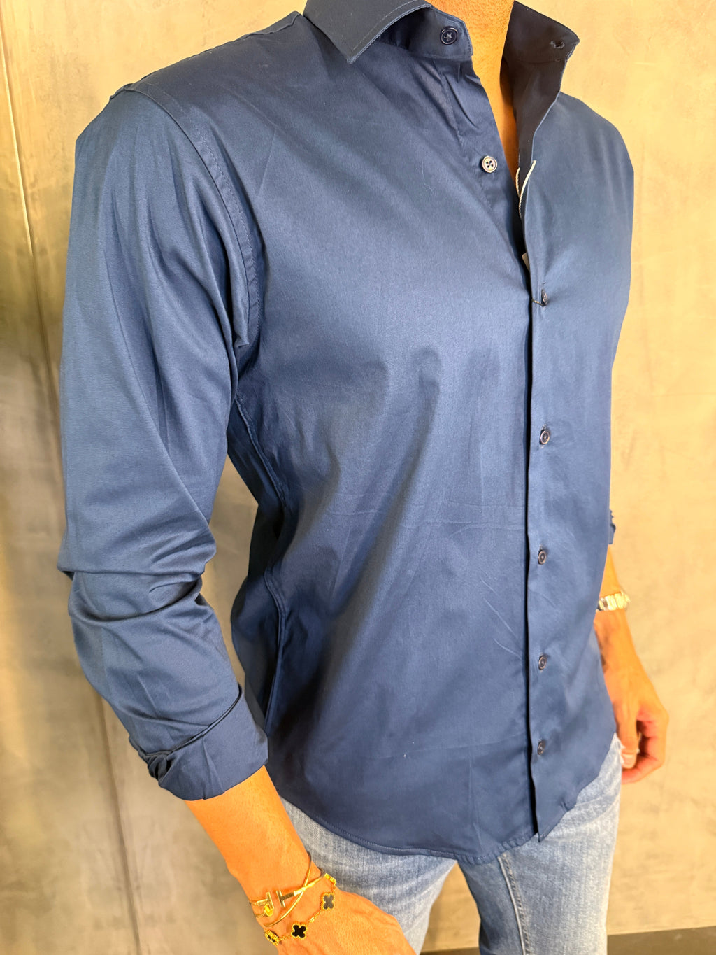 CAMISA M/L SLIM TRICOLINE C/ ELASTANO