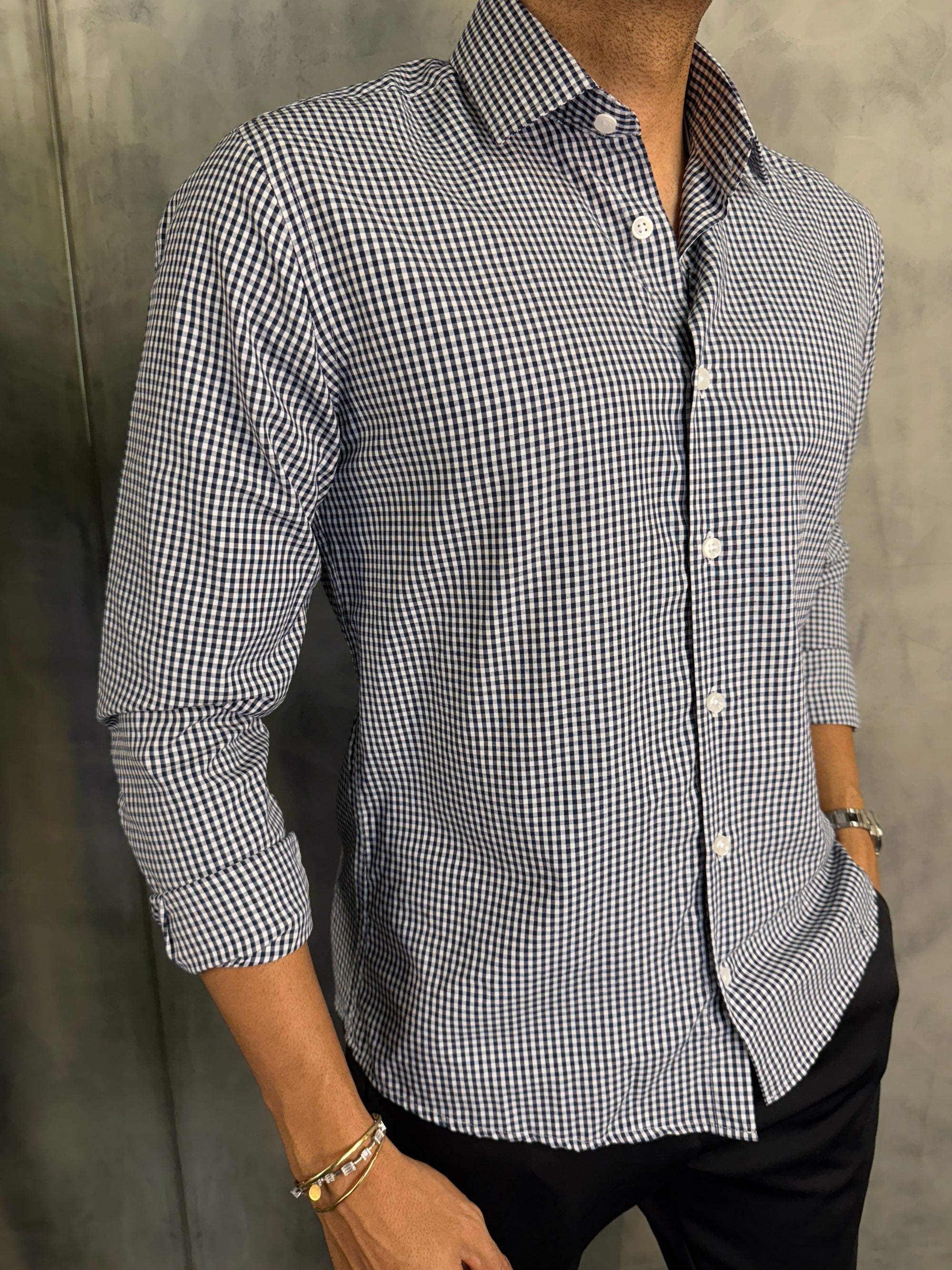 CAMISA M/L BOSSA NOVA XADREZ AZUL