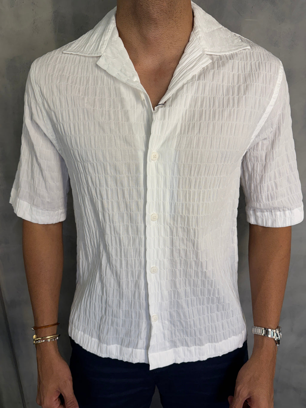 CAMISA M/C TEXTURA BRANCO