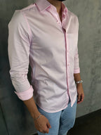 CAMISA M/L CETIM ELASTANO ROSA