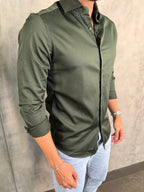 CAMISA M/L CETIM ELASTANO VERDE