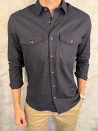 CAMISA M/L DE SARJA PRETO