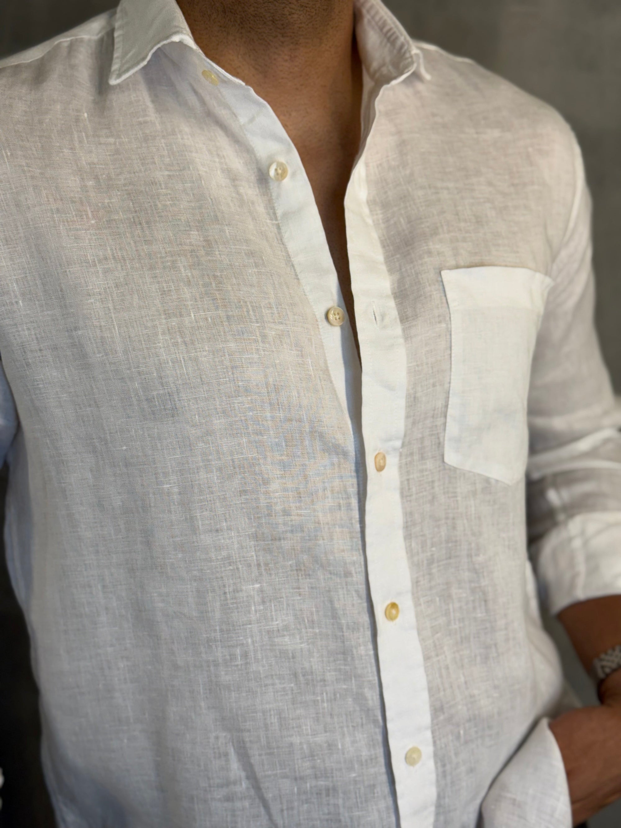 CAMISA M/L PURO LINHO BRANCO