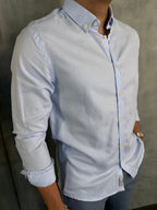 CAMISA M/L BUTTON DOWN INDICCATTO AZUL BB