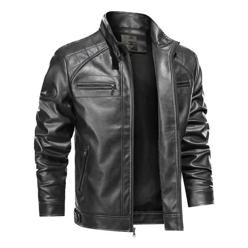 Jaqueta De Couro Masculina Slim Forrada