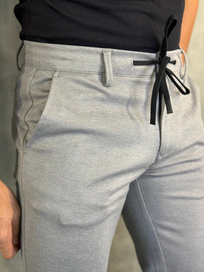 CALÇA ALF. SKINNY MALHA C/ CADARÇO PONTO H CINZA