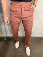 CALÇA ALF. GURKHA PURO LINHO MARROM