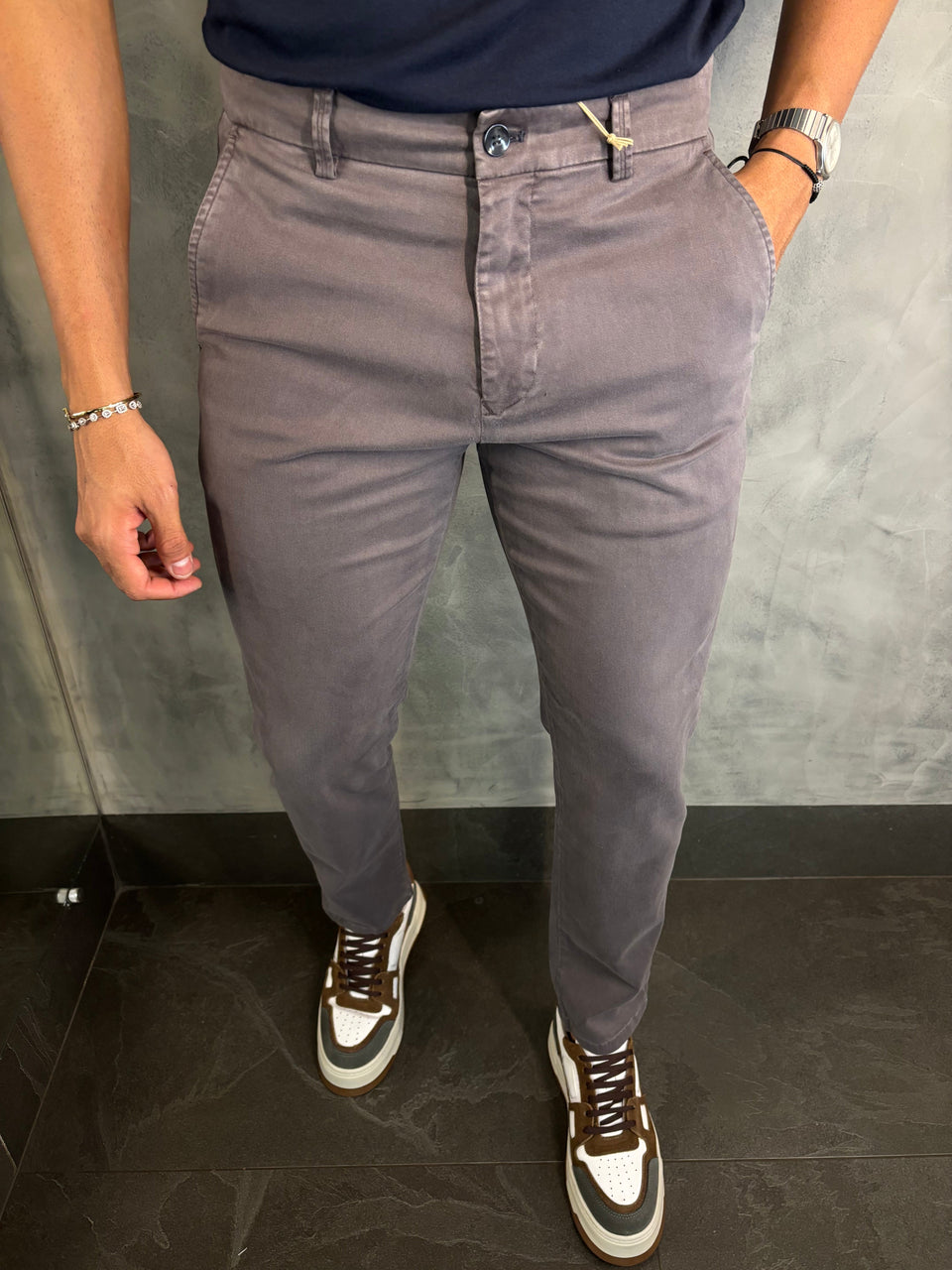 CALÇA ALF SARJA COMFORT SKINNY CIMENTO