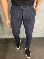 Calça Alf. Listrado Marinho