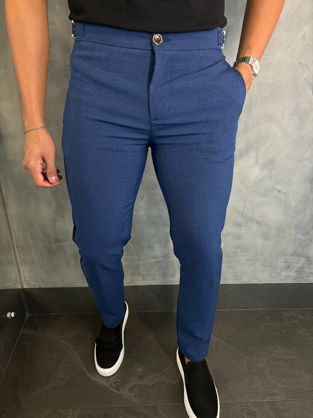 Calça Alf. Bolso Ziper Marinho