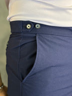 Calça Alfaiataria Skinny Com Ajuste Botão Elástico Marinho