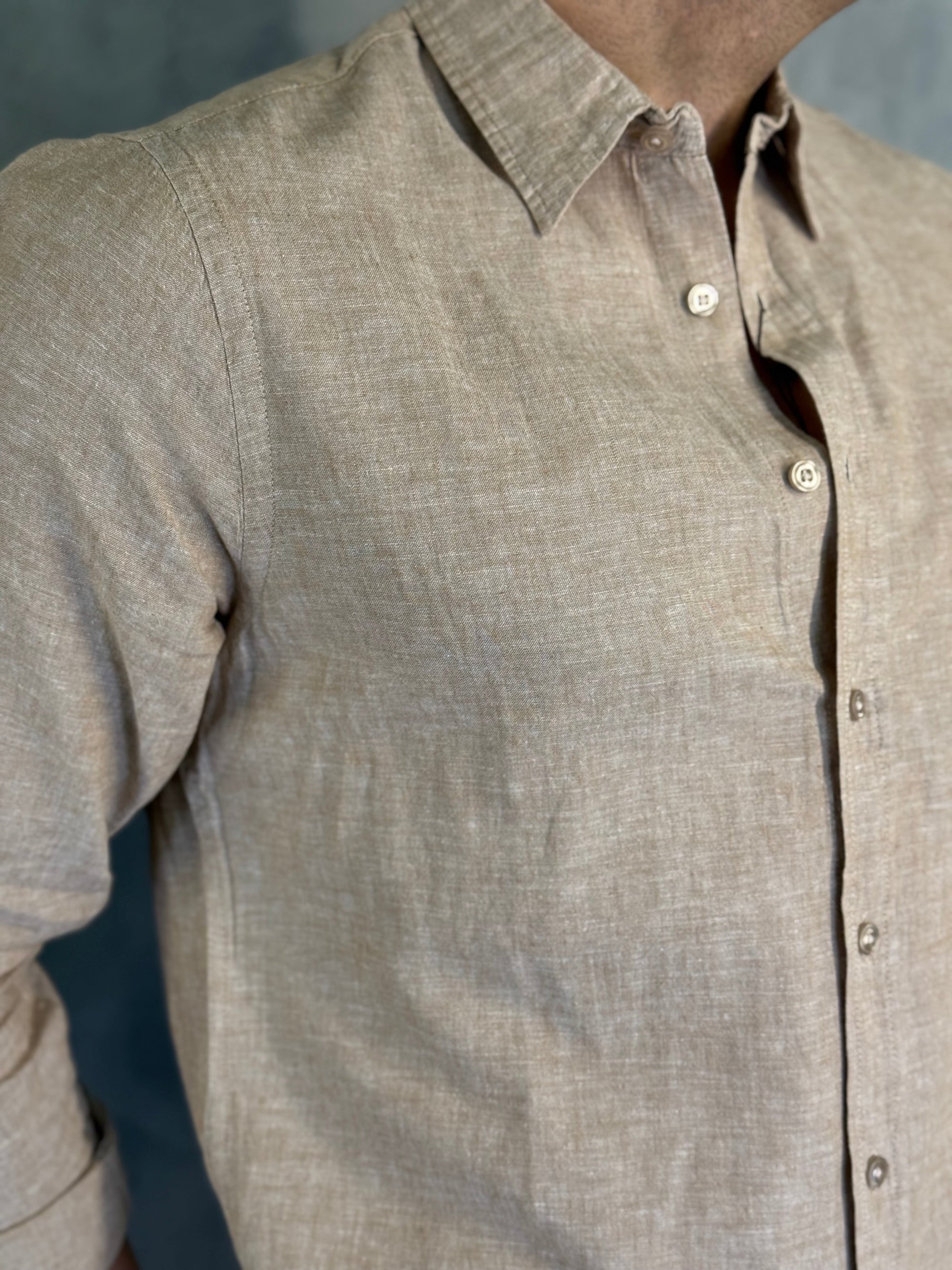 CAMISA M/L LINHO FIO TINTO