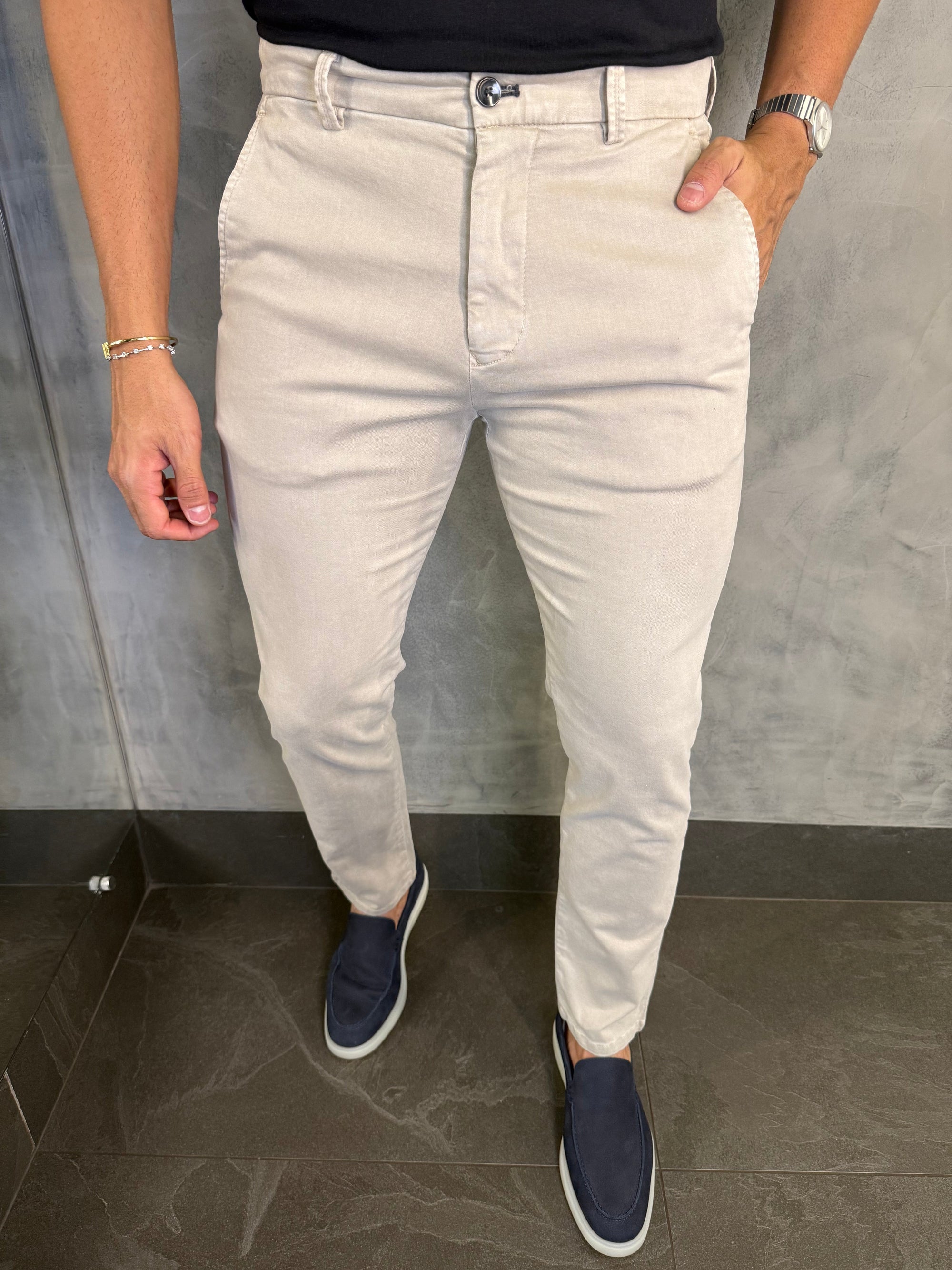 CALÇA ALF SARJA COMFORT SKINNY CREME