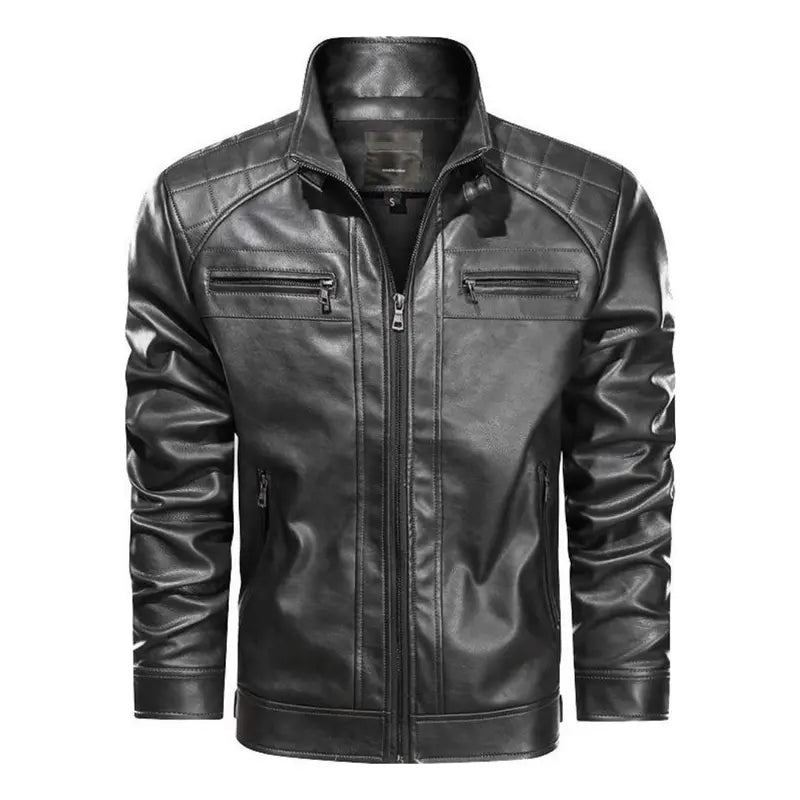 Jaqueta De Couro Masculina Slim Forrada