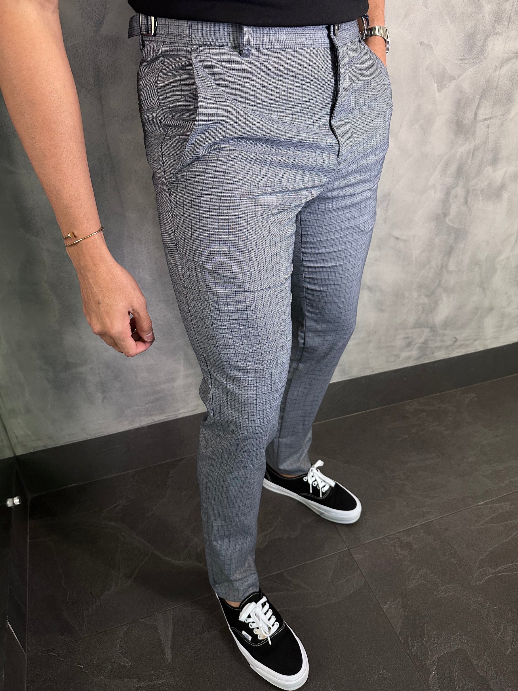 CALÇA ALF. SLIM FIVELA P/ AJUSTE MINI XADREZ BAREZY