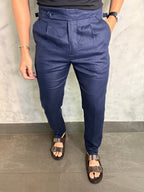 CALÇA ALF. GURKHA PURO LINHO MARINHO