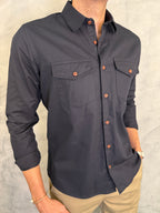 CAMISA M/L DE SARJA PRETO