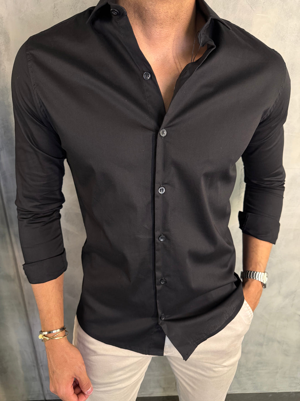 CAMISA MANGA LONGA PRETO