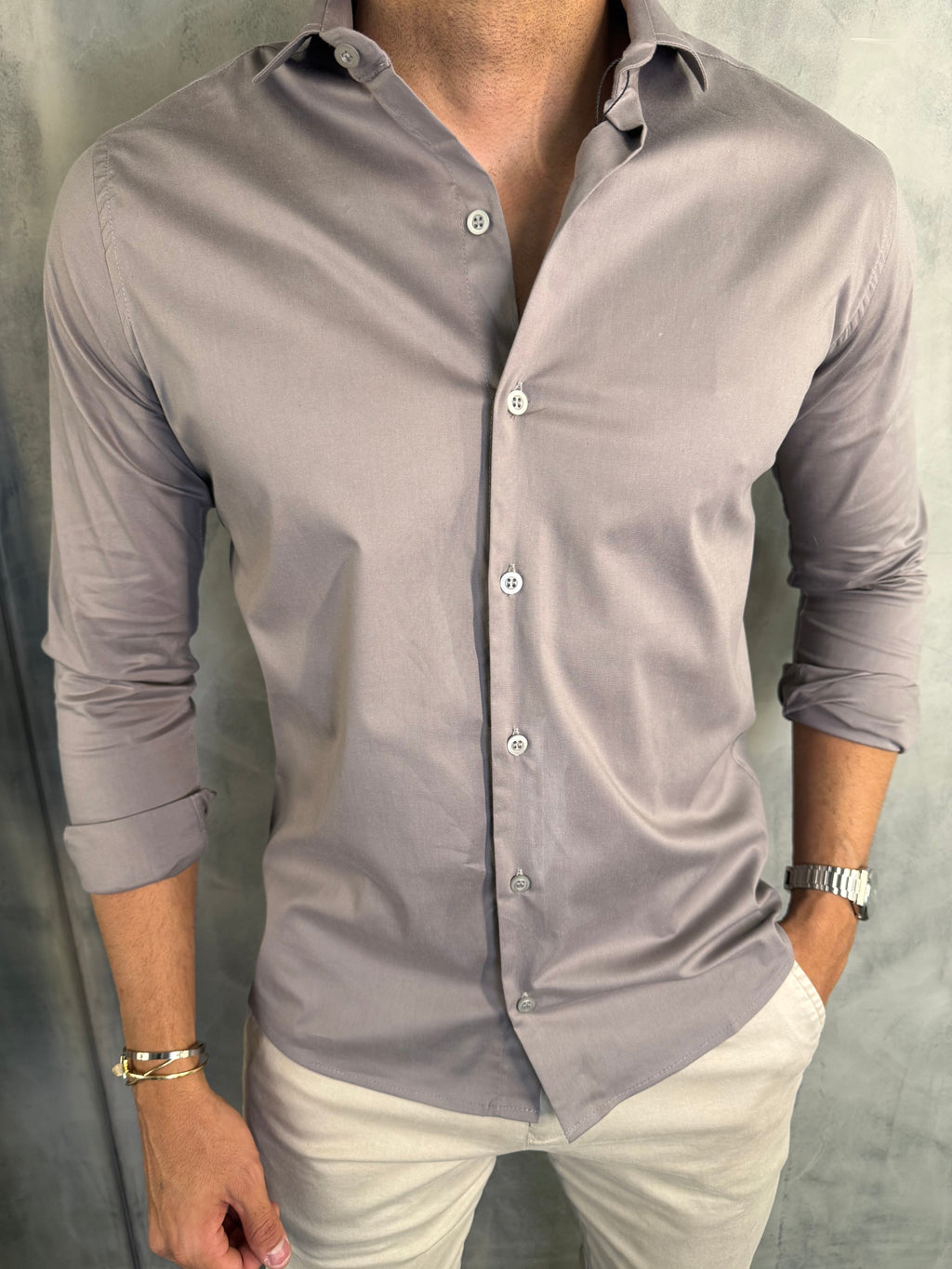 CAMISA MANGA LONGA CINZA