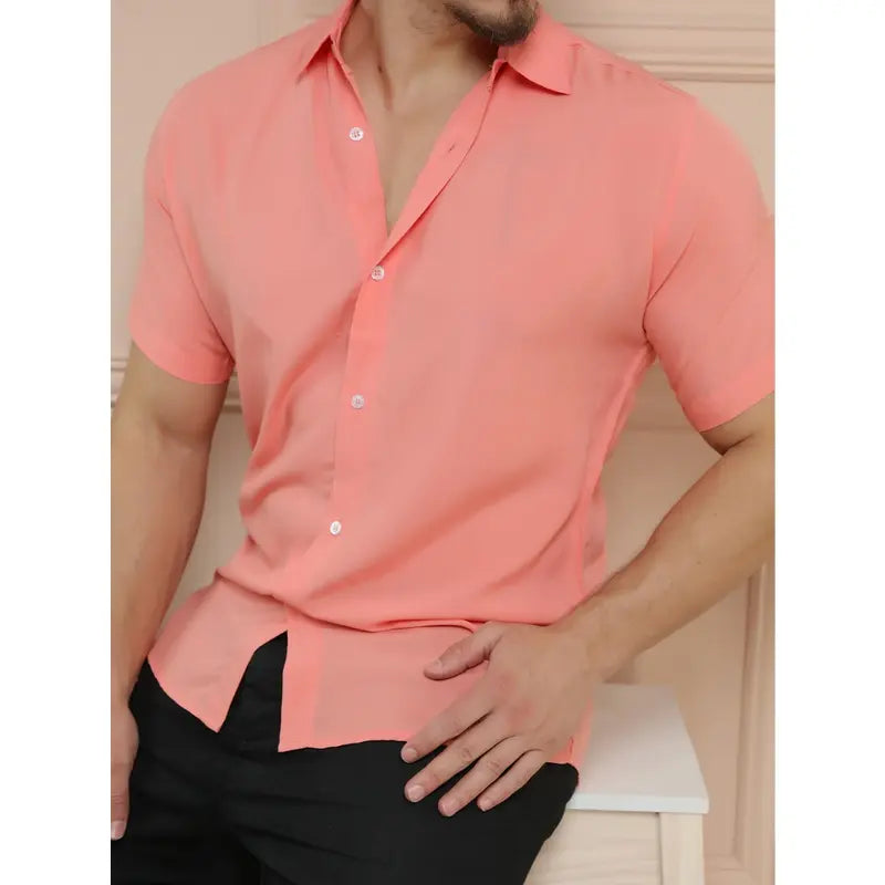 Camisa Social Masculino Manga Curta De Botão Lisa shirt