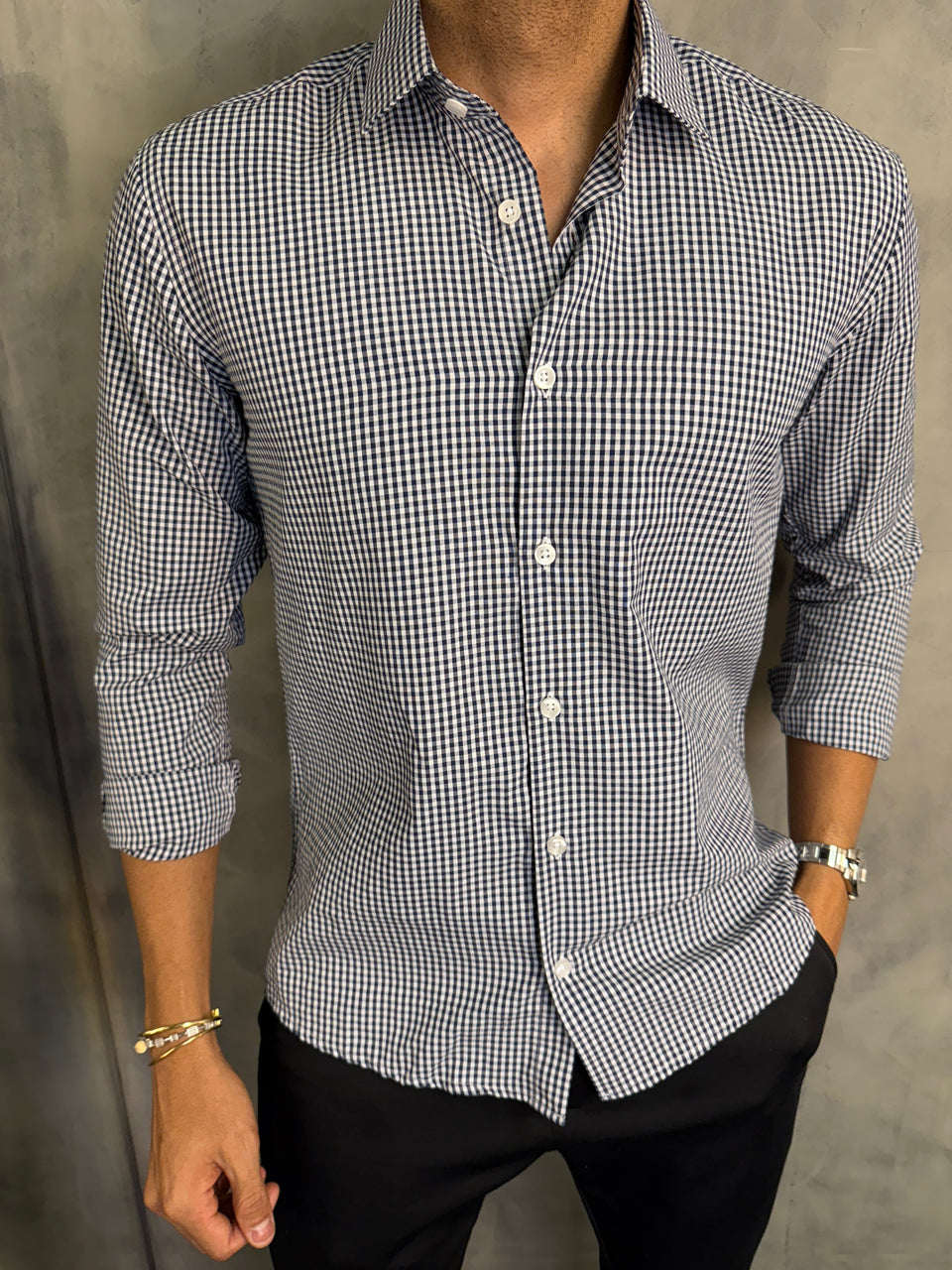 CAMISA M/L BOSSA NOVA XADREZ AZUL