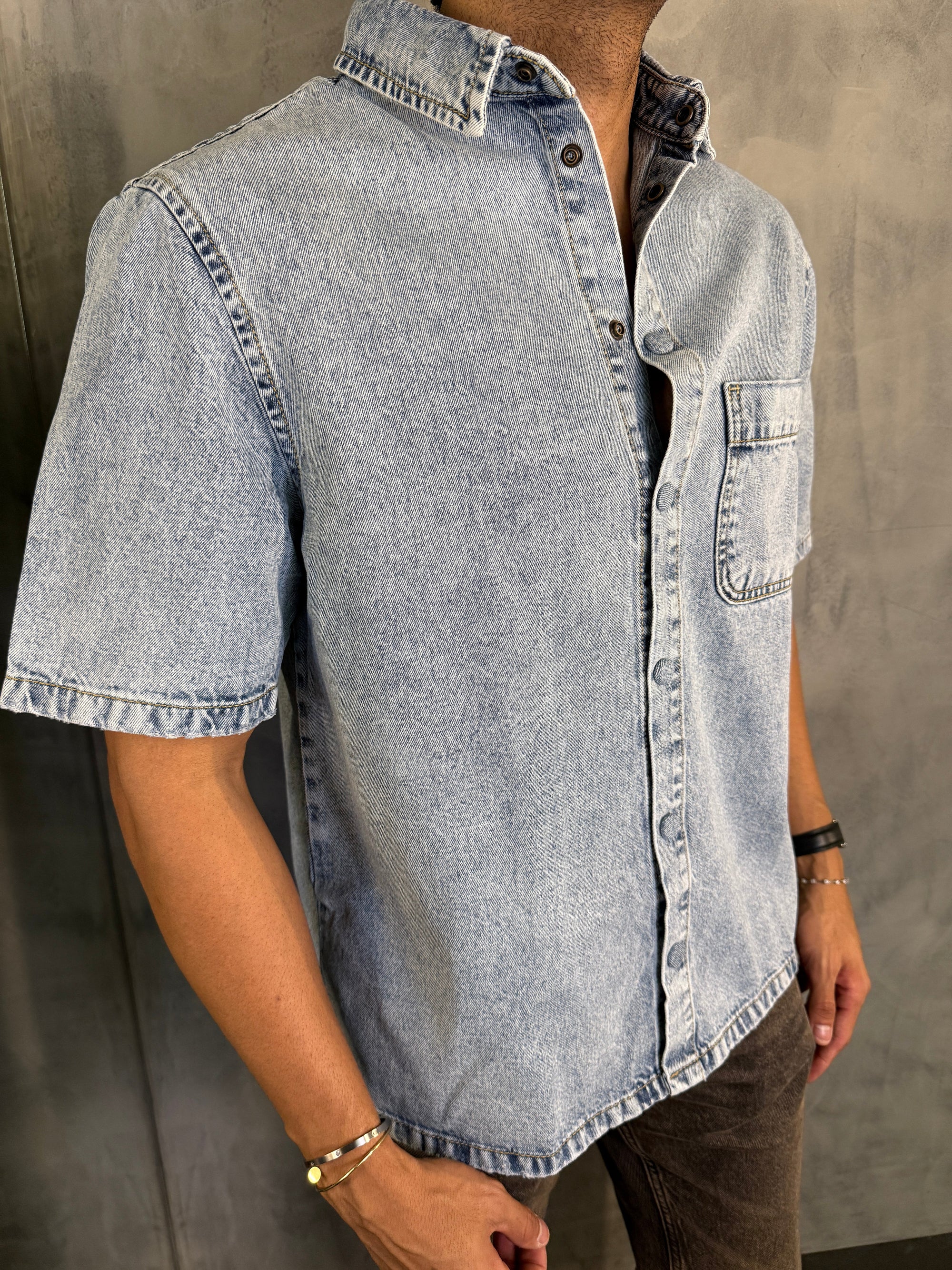 CAMISA M/C JEANS FOCATTO JEANS CLARO