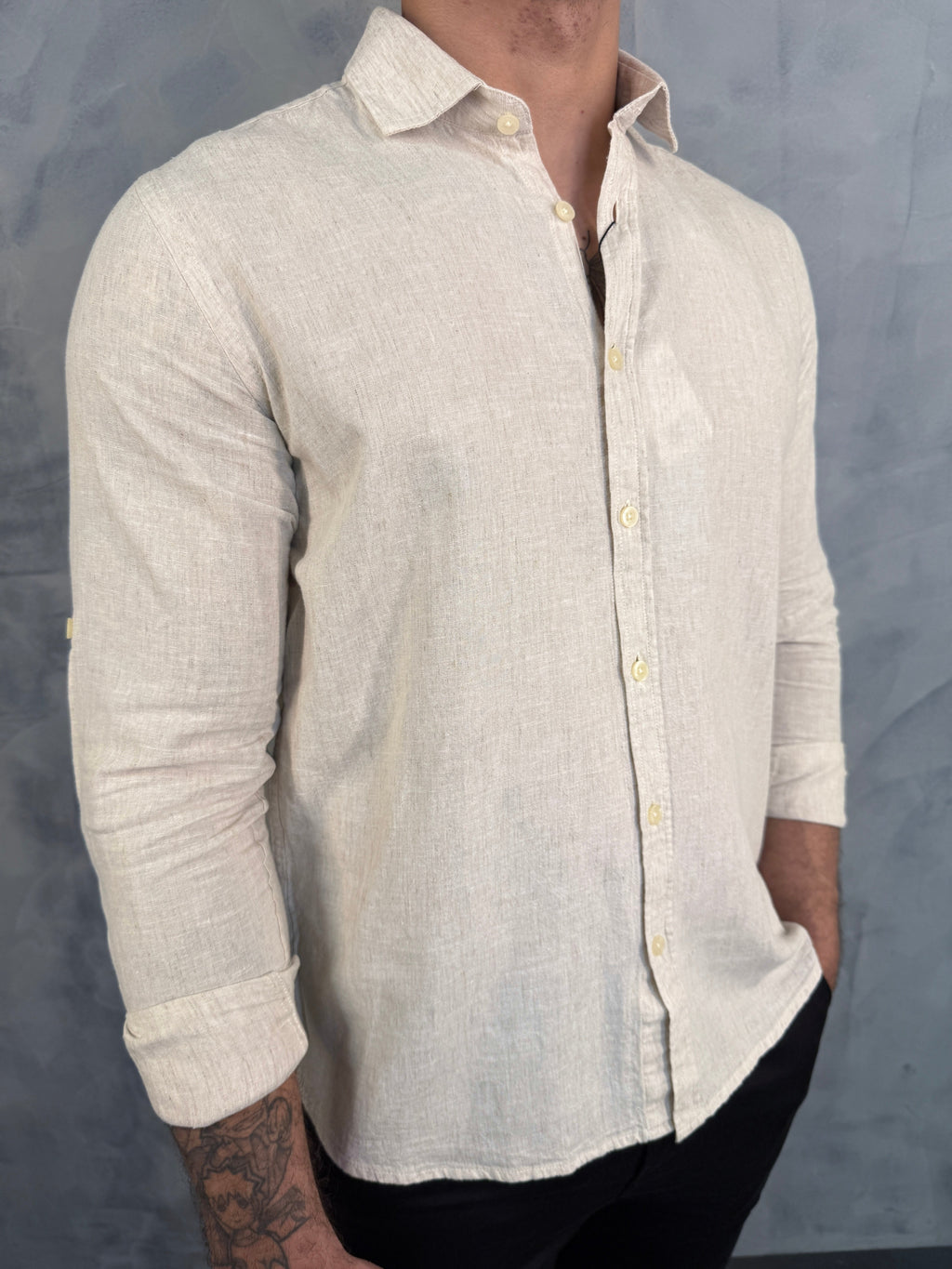 CAMISA M/L MARESIA PONTO H NATURAL