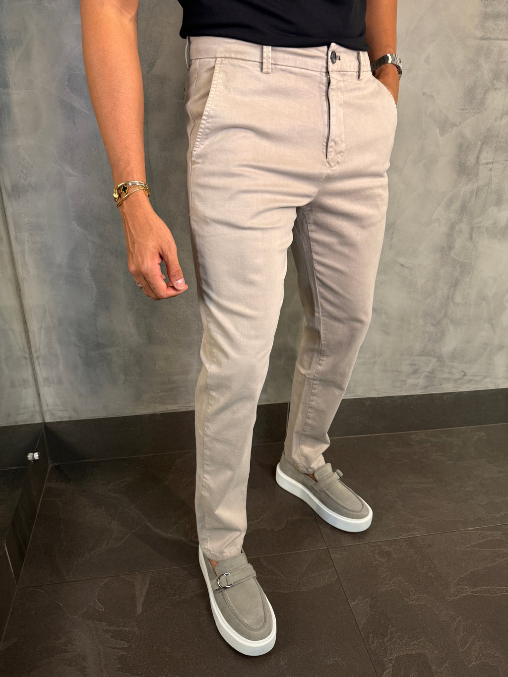 CALÇA ALF SARJA COMFORT SKINNY KHAKI
