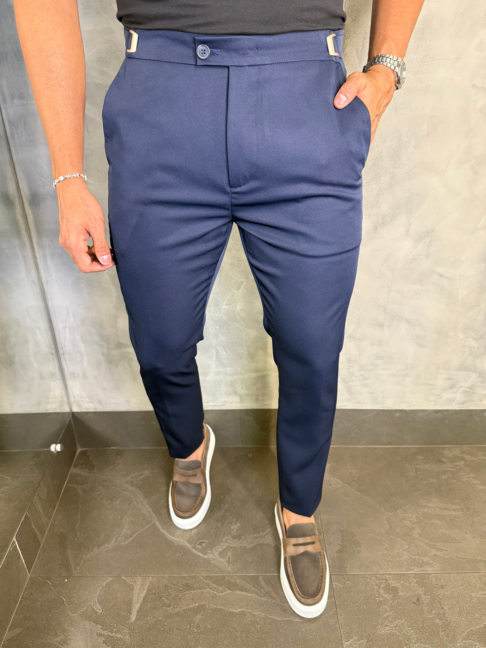 CALÇA ALF. VIENA AJUSTE CATRACA MARINHO