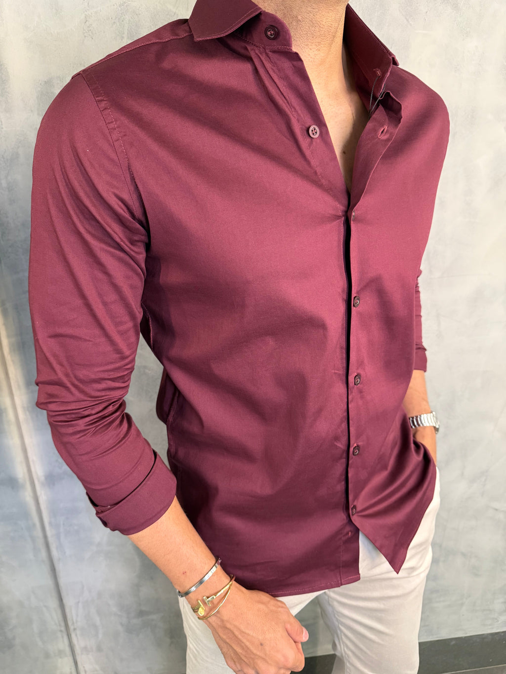 CAMISA MANGA LONGA BORDO