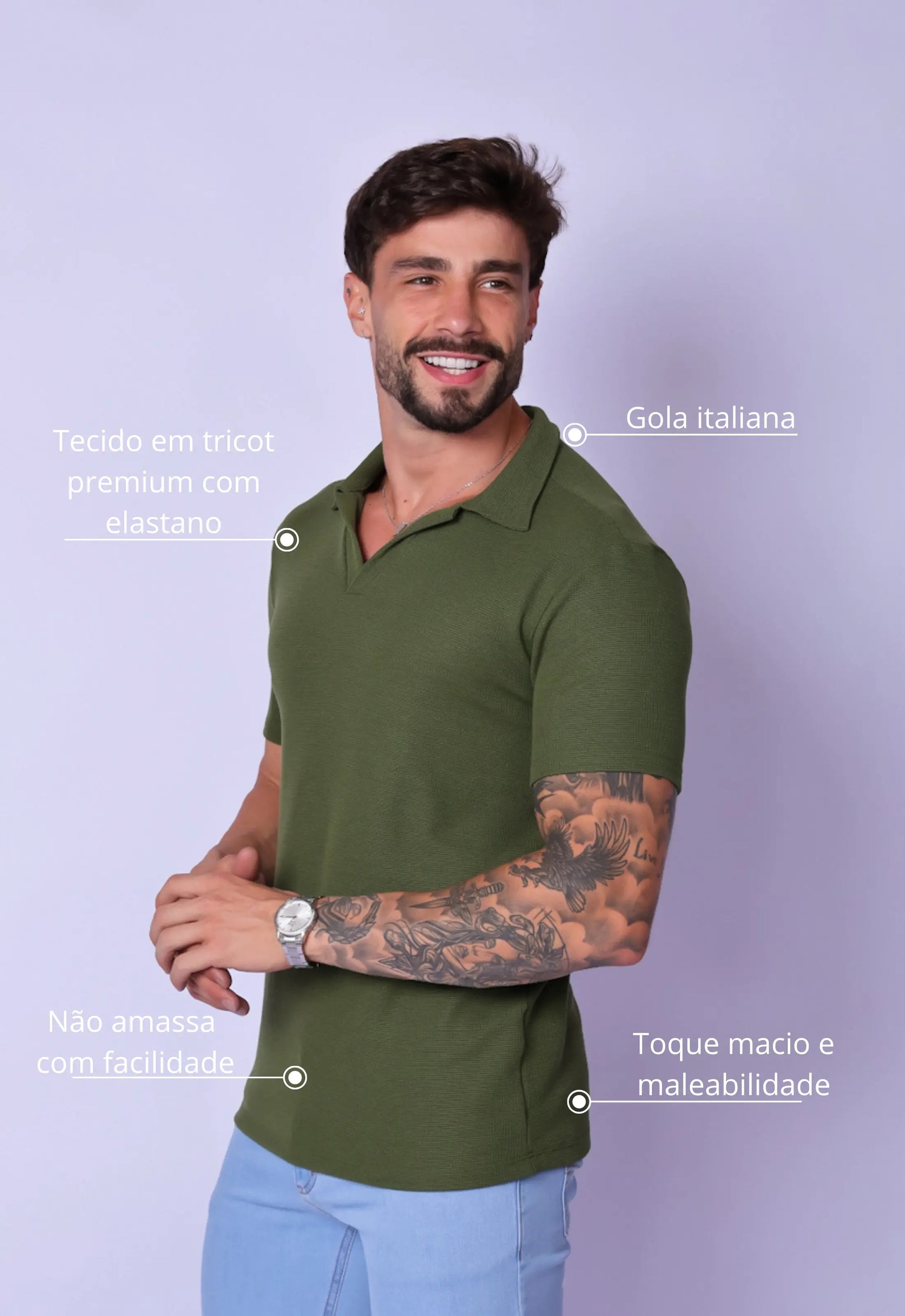 Camisa Polo Italiana Tricot Verde
