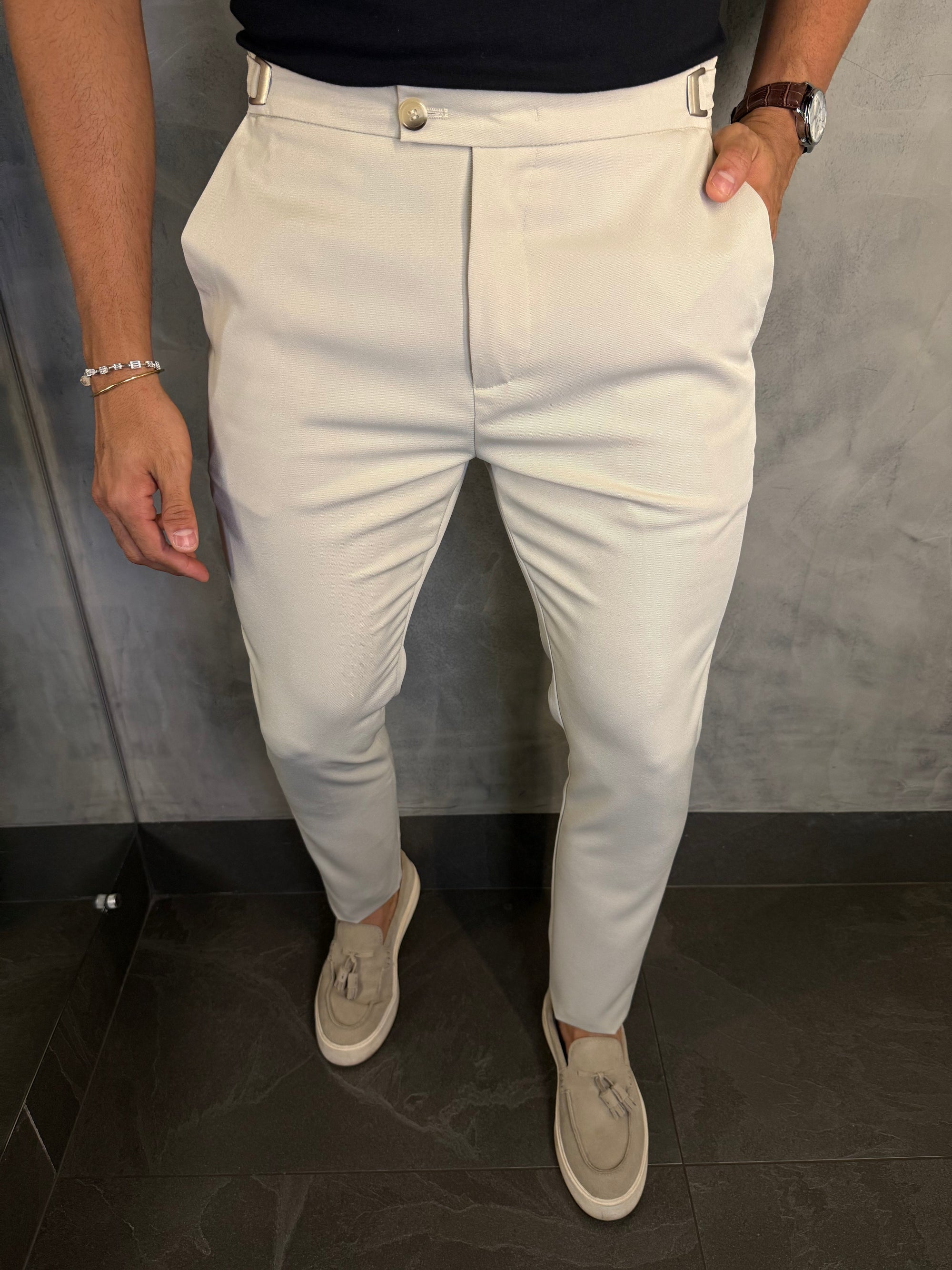 CALÇA ALF. VIENA AJUSTE CATRACA AREIA