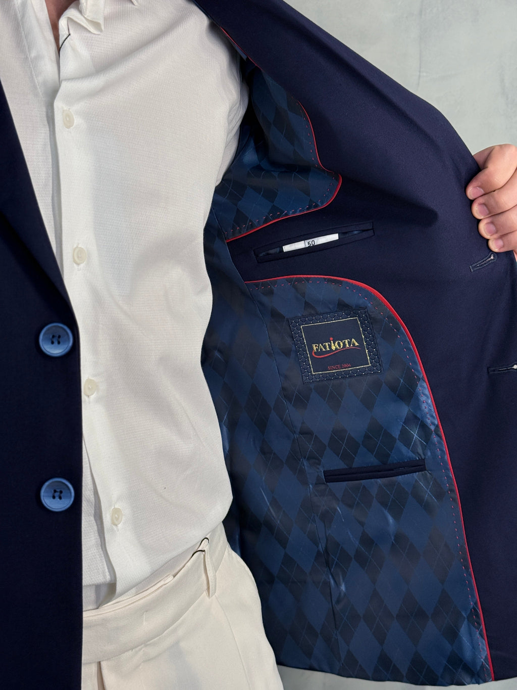 BLAZER SLIM POLIVISCOSE LAP LARGA FATIOTA MARINHO